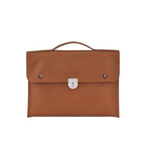Longchamp Briefcase S Caramel Kozene Aktovky Hnede | 971034-WQD
