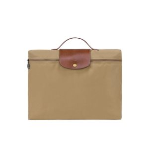 Longchamp Briefcase S Desert Recycled canvas New Hnedožltý | 067381-UBS