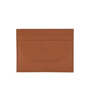 Longchamp Caramel Kozene Držiteľ Karty Hnede | 145639-RFL