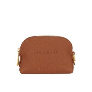 Longchamp Caramel Kozene Držiteľ Karty Hnede | 628450-LWT