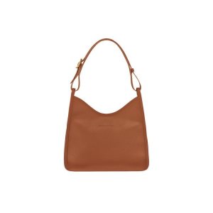 Longchamp Caramel Kozene Taška Cez Rameno Hnede | 725431-RCZ