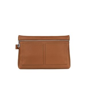 Longchamp Caramel Kozene Toaletné Tašky Hnede | 840936-OSF