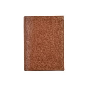 Longchamp Card Caramel Kozene Držiteľ Karty Hnede | 150348-ZFV