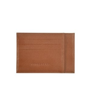 Longchamp Card Caramel Kozene Držiteľ Karty Hnede | 153274-VBA