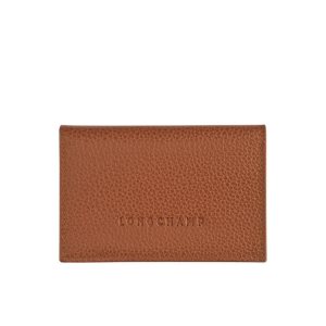 Longchamp Card Caramel Kozene Držiteľ Karty Hnede | 608357-KHN