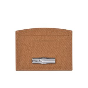 Longchamp Card Kozene Držiteľ Karty Béžové | 723158-NDE