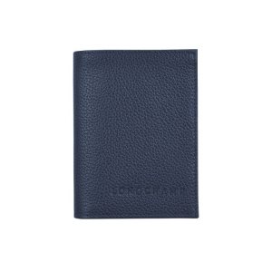 Longchamp Card Kozene Držiteľ Karty Námornícka Modrá | 362941-FML