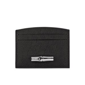 Longchamp Card Kozene Držiteľ Karty Čierne | 124597-WHR