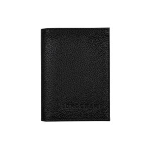 Longchamp Card Kozene Držiteľ Karty Čierne | 510283-ZKQ