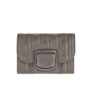 Longchamp Card Turtledove Kozene Držiteľ Karty Siva | 325978-MYJ