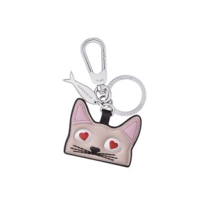Longchamp Cat Ring Kozene Kľúčenka Ruzove | 760298-GRF