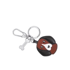 Longchamp Dog Ring Kozene Kľúčenka Hnede | 180632-MDV