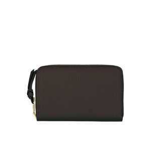 Longchamp Ebony Kozene Penazenky Káva | 045317-GUP