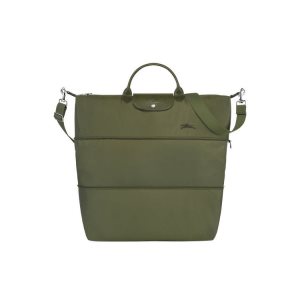 Longchamp Expandable Forest Recycled canvas Cestovné Tašky Zelene | 897625-SXU
