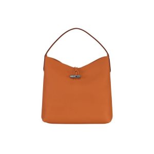 Longchamp Hobo Saffron Kozene Taška Cez Rameno Oranžové | 430621-UAY