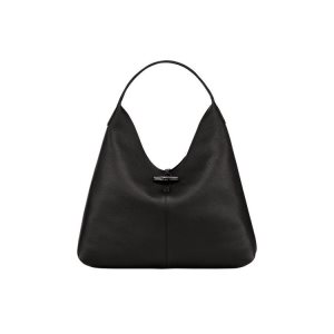 Longchamp Hobo Xl Kozene Taška Cez Rameno Čierne | 107325-QSK