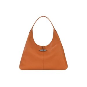 Longchamp Hobo Xl Saffron Kozene Taška Cez Rameno Oranžové | 063752-OLE