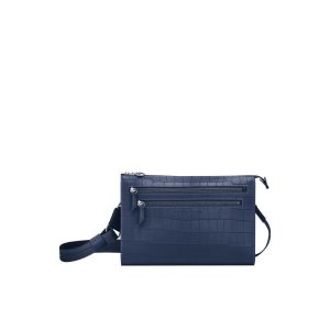 Longchamp Kozene Crossbody Kabelka Námornícka Modrá | 768321-DOU