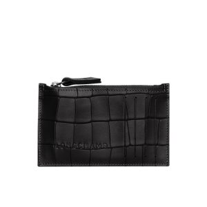 Longchamp Kozene Držiteľ Karty Čierne | 596047-UCO