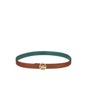 Longchamp Kozene Opasky Hnede Siva Zelene | 134059-RHQ