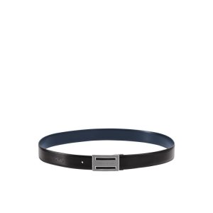 Longchamp Kozene Opasky Čierne Námornícka Modrá | 358912-XUB