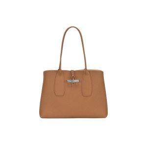 Longchamp Kozene Taška Cez Rameno Béžové | 802731-ATN