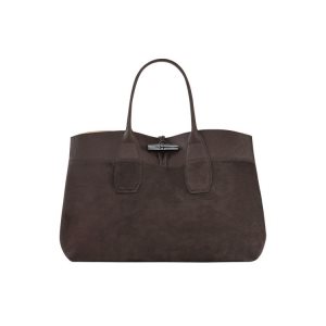 Longchamp L Ebony Kozene Kabelky Káva | 174806-VHU