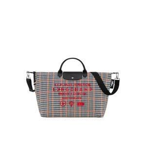 Longchamp L Platene Cestovné Tašky Námornícka Modrá Hnede | 659084-QWP