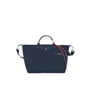 Longchamp L Recycled canvas Cestovné Tašky Námornícka Modrá | 835079-ZAT
