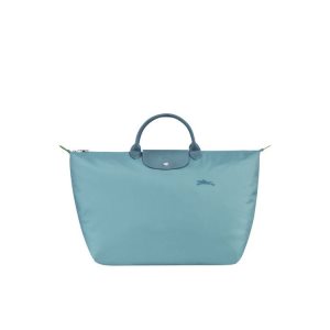 Longchamp L Thunderstorm Recycled canvas Cestovné Tašky Modre | 321679-MTR