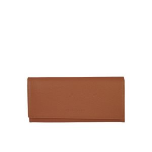 Longchamp Long Continental Caramel Kozene Penazenky Hnede | 952367-NOZ