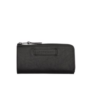 Longchamp Long With Zip Around Kozene Penazenky Čierne | 607185-DYS