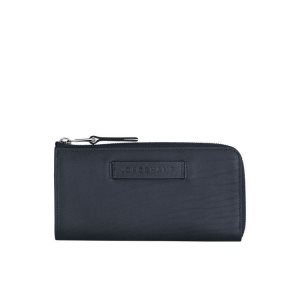 Longchamp Long With Zip Around Kozene Penazenky Modre | 820694-SQD