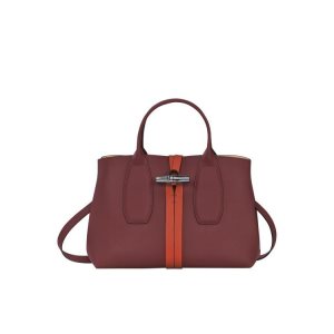 Longchamp M Kozene Kabelky Bordove Oranžové | 173482-SAD