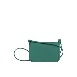 Longchamp On Kozene Peňaženka Na Zips Siva Zelene | 751962-VBR