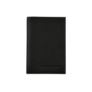 Longchamp Passport Cover Kozene Pouches Čierne | 340512-LVN
