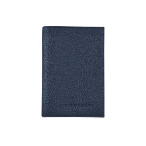 Longchamp Passport Cover Kozene Pouches Námornícka Modrá | 934156-TYU