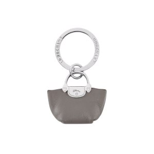 Longchamp Pliage Turtledove Kozene Kľúčenka Siva | 326594-TCE