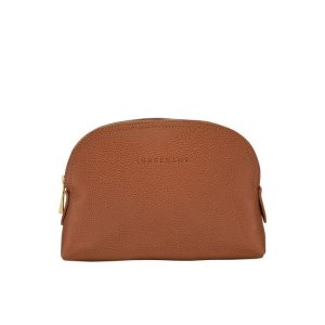 Longchamp Pouch Caramel Kozene Pouches Hnede | 293840-JLR