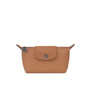 Longchamp Pouch Hazelnut Kozene Pouches Béžové | 347265-FNK