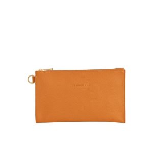 Longchamp Pouch Saffron Kozene Pouches Oranžové | 321865-RZV