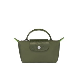 Longchamp Pouch With Forest Recycled canvas Pouches Zelene | 386457-RZD