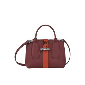 Longchamp S Kozene Kabelky Bordove Oranžové | 714902-OYP