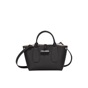 Longchamp S Kozene Kabelky Čierne | 082659-IHJ