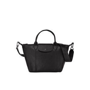 Longchamp S Kozene Kabelky Čierne | 278309-YKS