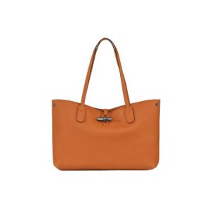 Longchamp Saffron Kozene Taška Cez Rameno Oranžové | 917530-EXV