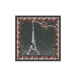 Longchamp Scarf 50 Gun Metal Silk Satky Siva | 603854-NOP