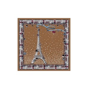 Longchamp Scarf 50 Hazelnut Silk Satky Béžové | 504389-HPG