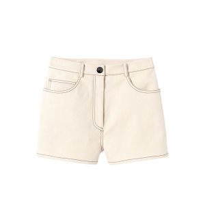 Longchamp Shorts Ecru Bavlnene Nohavice Béžové | 139452-HKE