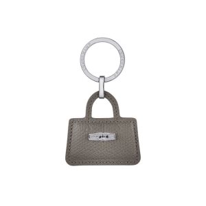 Longchamp Turtledove Kozene Kľúčenka Siva | 726930-TEH